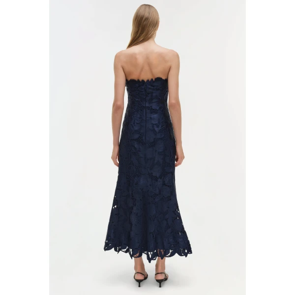 Valletta Strapless Embroidered Dress in Midnight - Image 5
