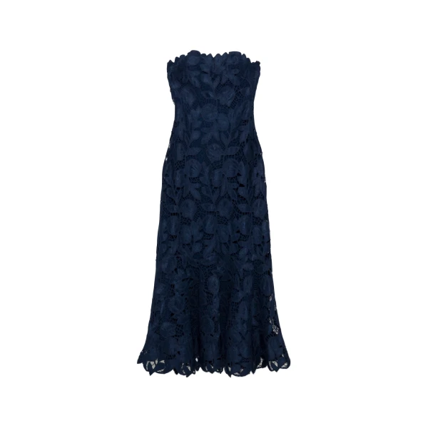 SIMKHAI Valletta Strapless Embroidered Dress in Midnight