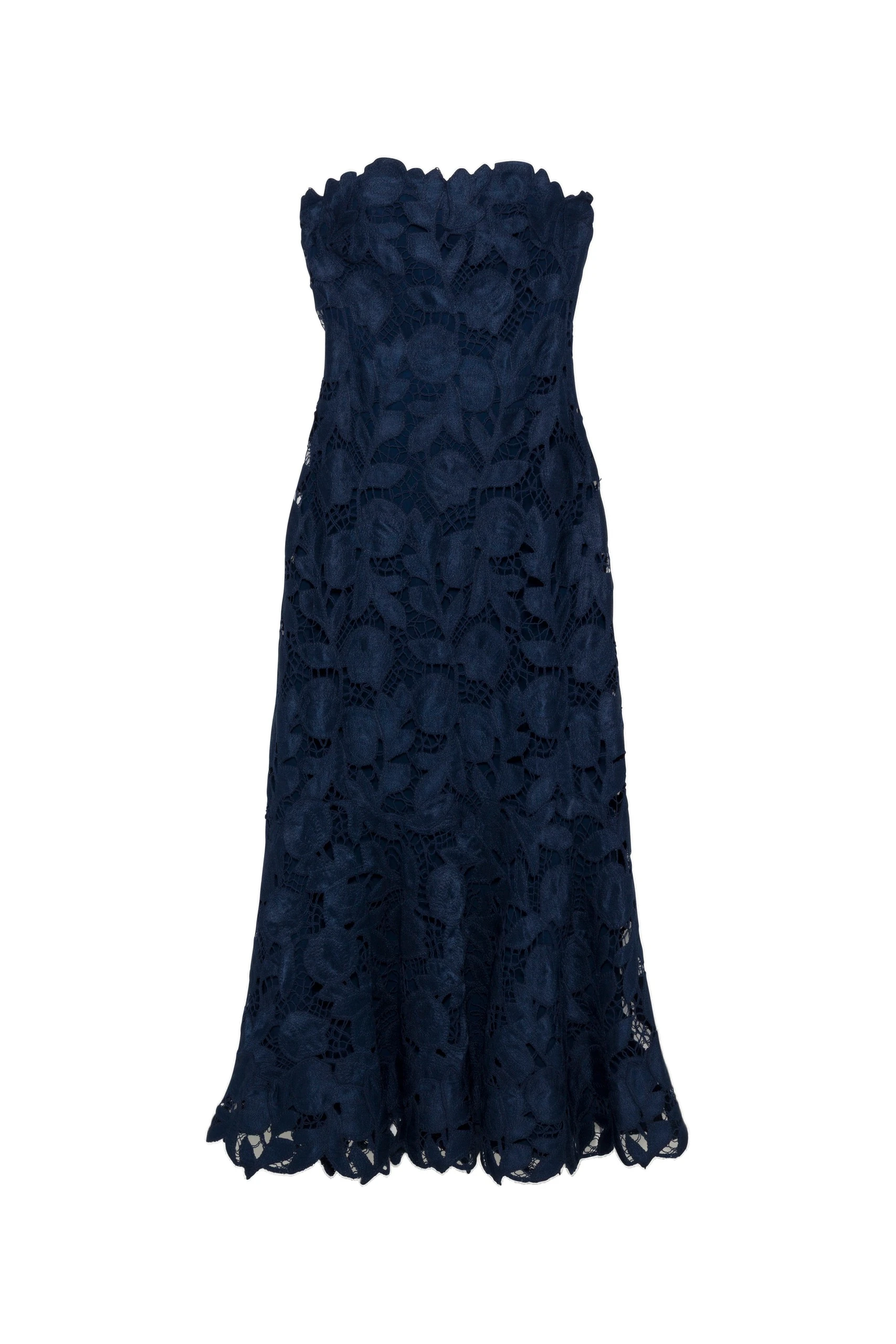 SIMKHAI Valletta Strapless Embroidered Dress in Midnight SIMKHAI Valletta Strapless Embroidered Dress in Midnight