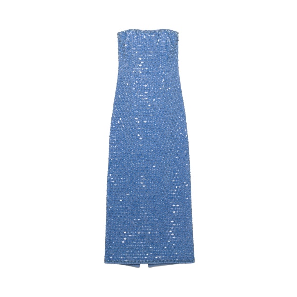 SIMKHAI Vanessa Embellished Bustier Midi Dress in Periwinkle