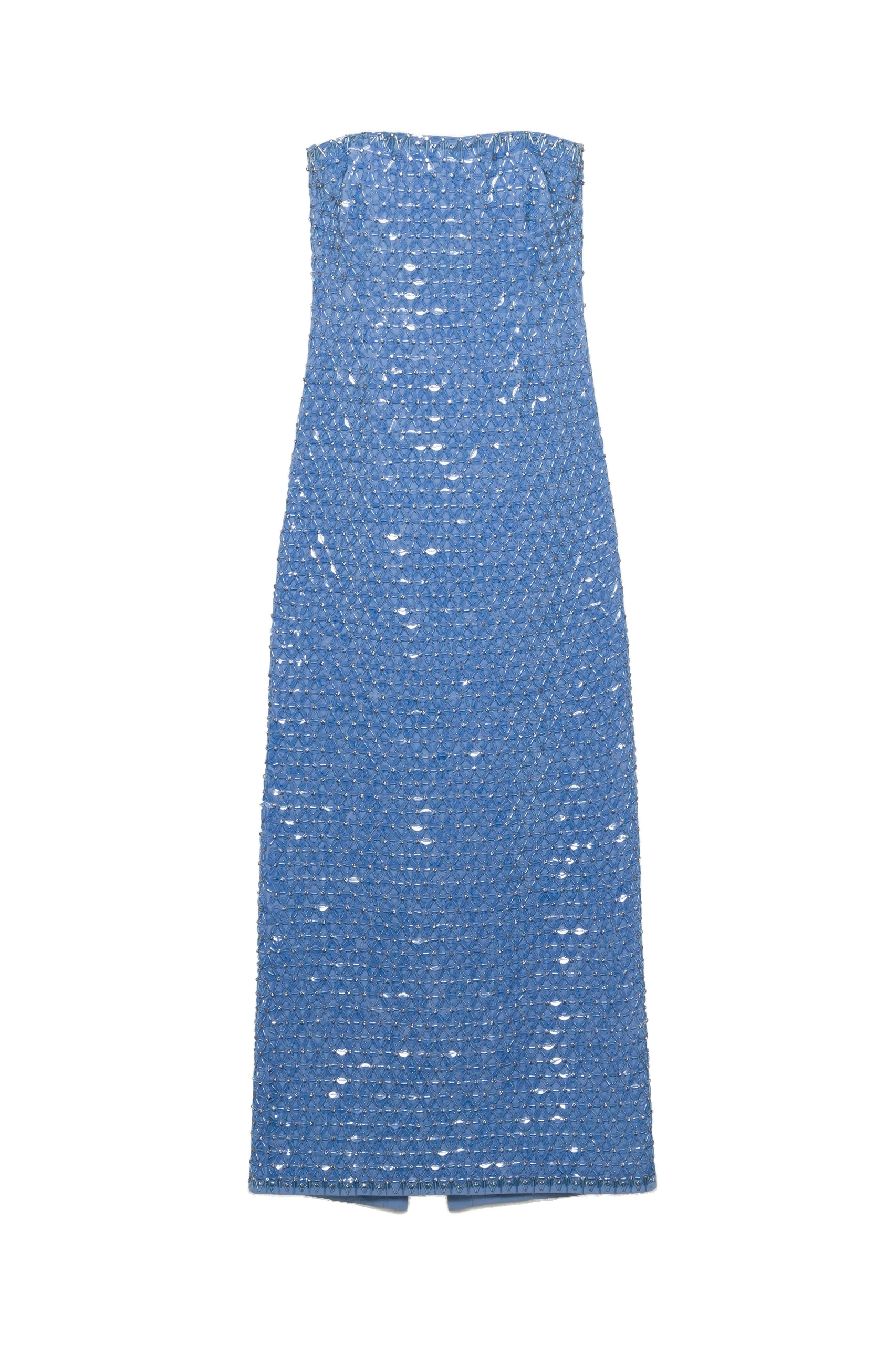 SIMKHAI Vanessa Embellished Bustier Midi Dress in Periwinkle SIMKHAI Vanessa Embellished Bustier Midi Dress in Periwinkle