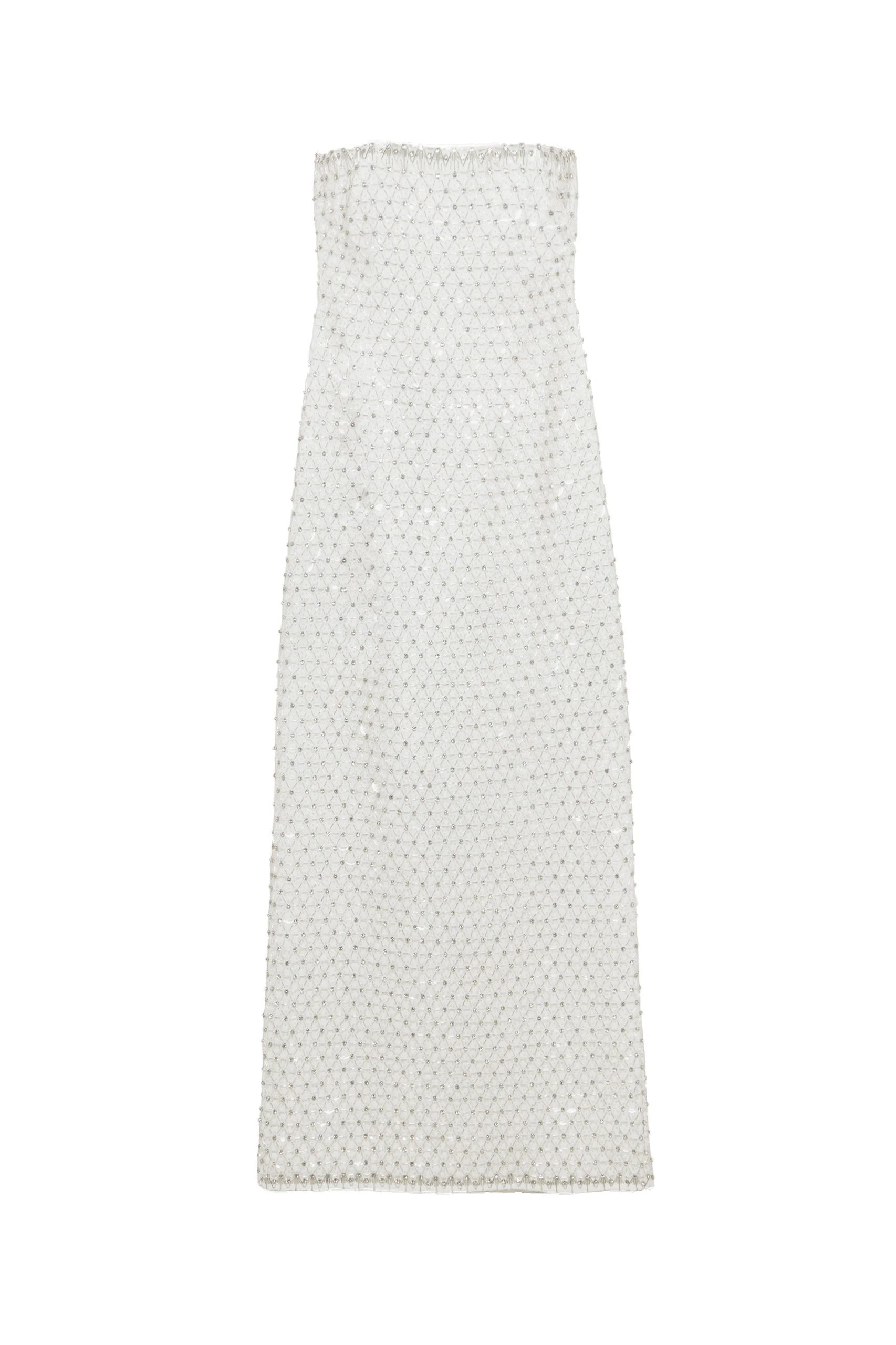 SIMKHAI Vanessa Embellished Bustier Midi Dress in White SIMKHAI Vanessa Embellished Bustier Midi Dress in White