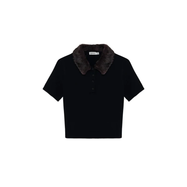Vayla Wool Cashmere Polo in Black Chocolate Multi