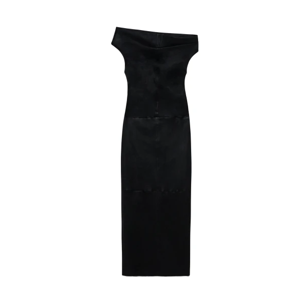 Vessia Leather Midi Dress in Black