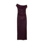 SIMKHAI Vessia Leather Midi Dress in Fig