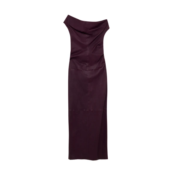 Vessia Leather Midi Dress in Fig