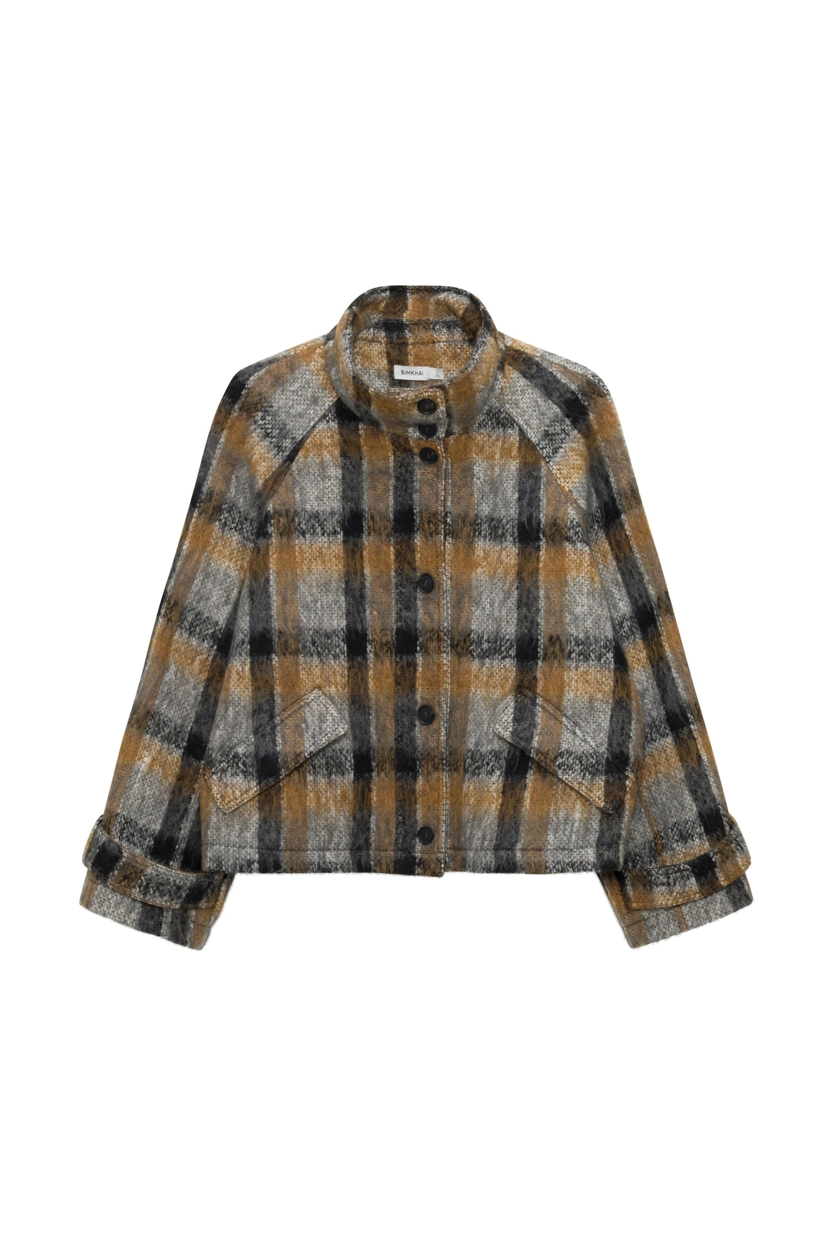 SIMKHAI Virelle Plaid Jacket in Grey Multi SIMKHAI Virelle Plaid Jacket in Grey Multi