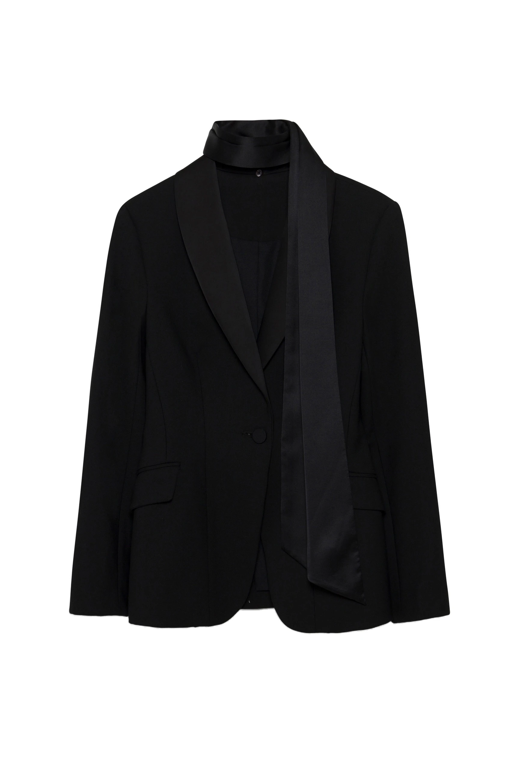 SIMKHAI Viveka Collarless Jacket in Black SIMKHAI Viveka Collarless Jacket in Black