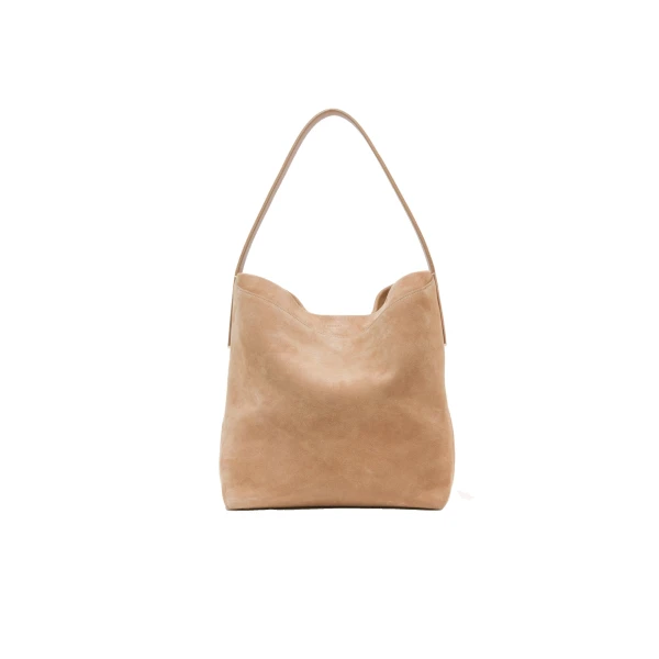 Wynn Large Suede Bucket Bag in Desert