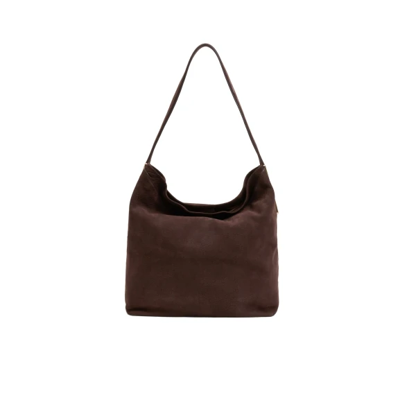 Wynn Nubuck Leather Bucket Bag in Marrone