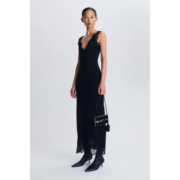 Zinnia Lace Cashmere Midi Dress in Black - Image 5