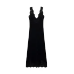 SIMKHAI Zinnia Lace Cashmere Midi Dress in Black