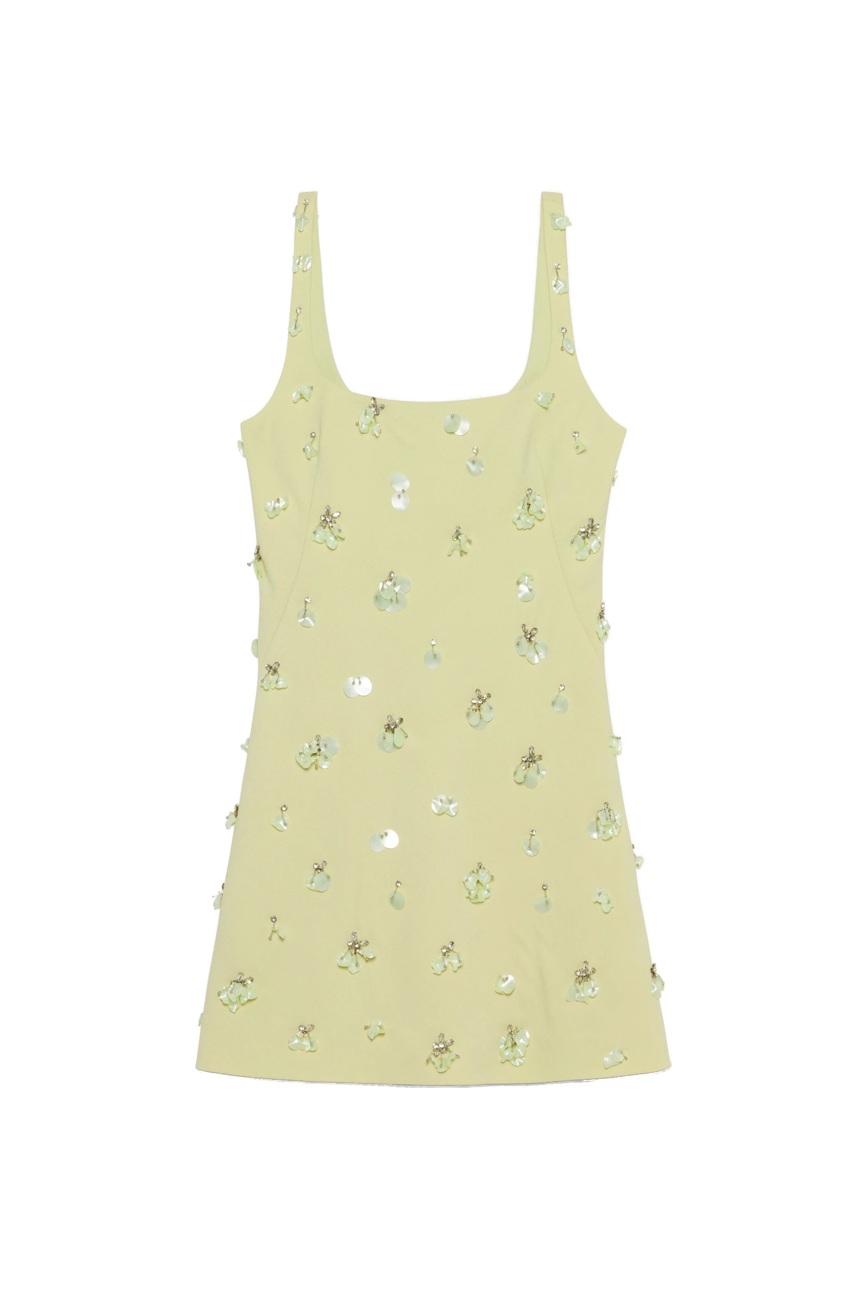SIMKHAI Ziva Embellished Crepe Mini Dress in Leaf SIMKHAI Ziva Embellished Crepe Mini Dress in Leaf