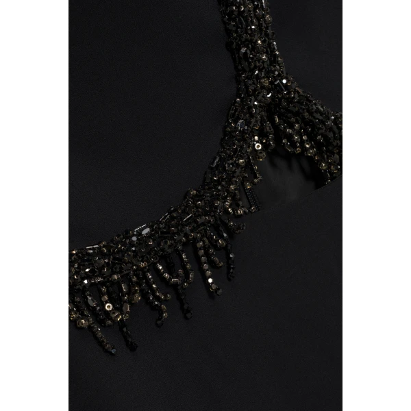 Zoriel Embellished Halter Gown in Black - Image 6