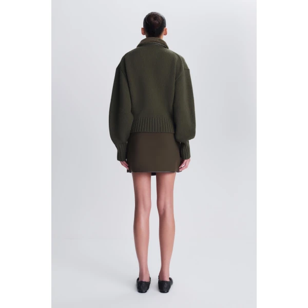 Zorina Wool Cashmere Cardigan in Dark Olive - Image 6