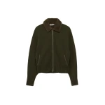 SIMKHAI Zorina Wool Cashmere Cardigan in Dark Olive
