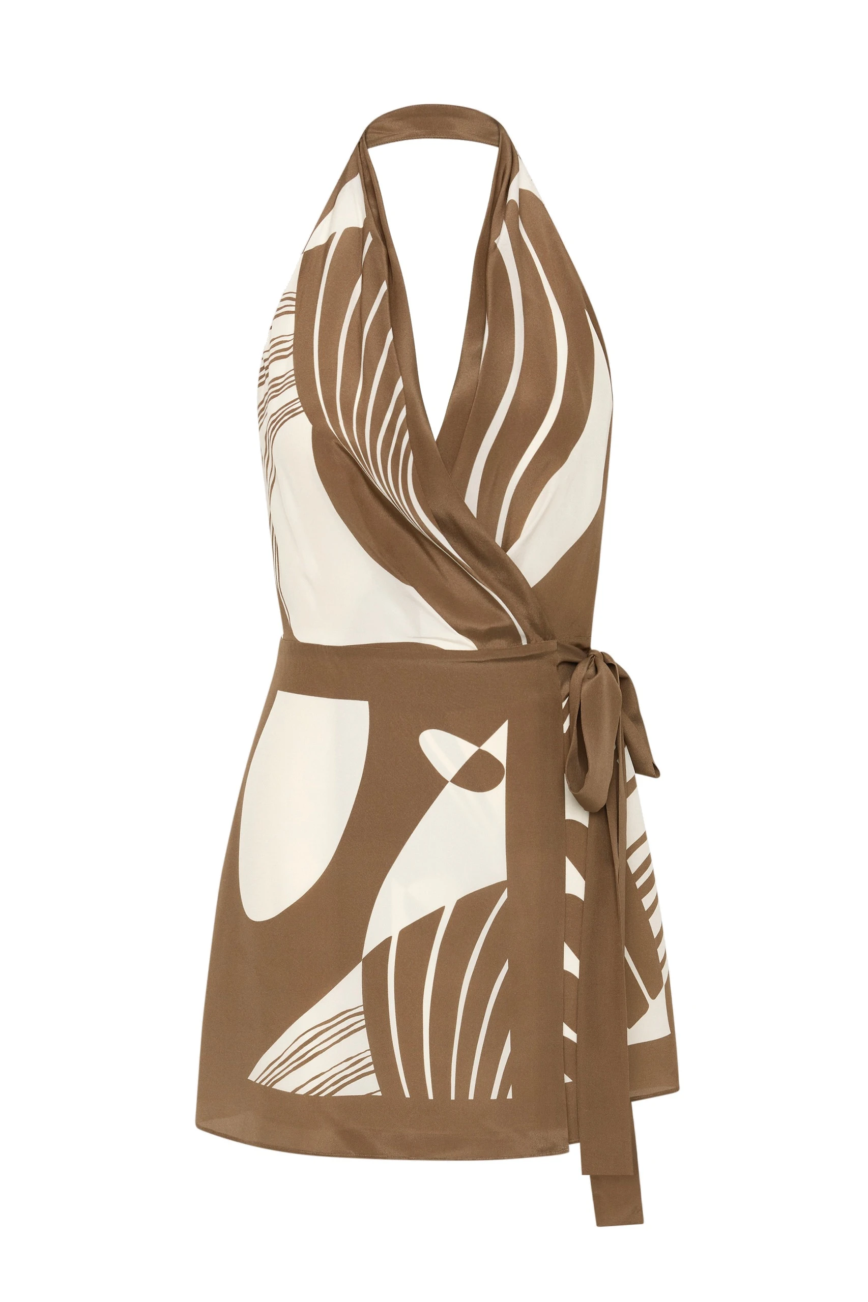 SIR the Label Almara Wrap Halter Mini Dress in Espresso Stripe SIR the Label Almara Wrap Halter Mini Dress in Espresso Stripe | Mini Dresses | Luxury Shoes