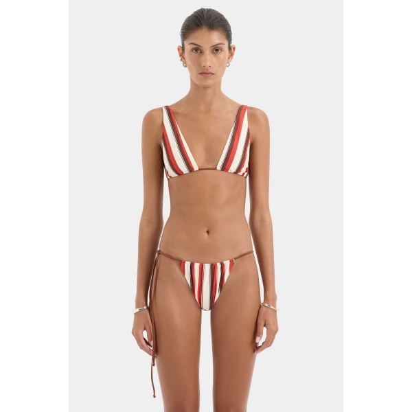SIR the Label Alva Halter Triangle Top in Laila Stripe | Bikini | Luxury Shoes 