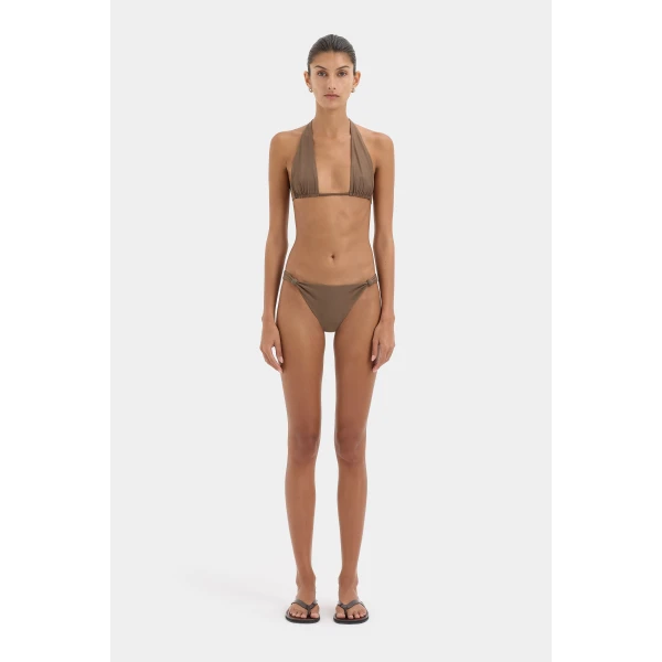 SIR the Label Amado Halter Triangle Top in Mocha | Bikini | Luxury Shoes 