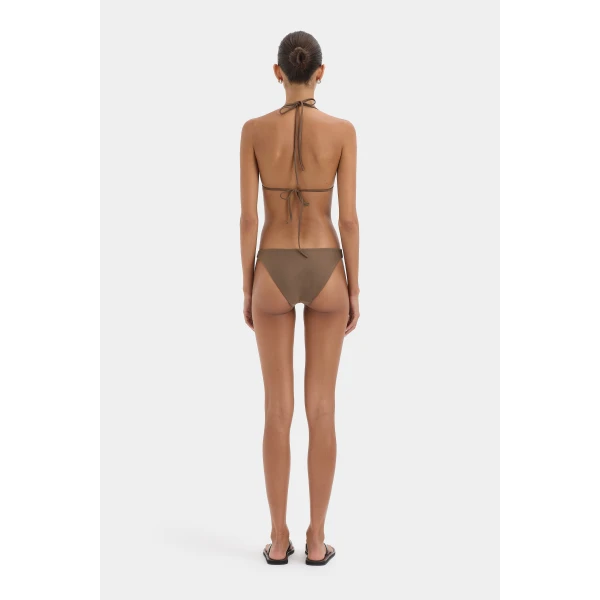 SIR the Label Amado Halter Triangle Top in Mocha | Bikini | Luxury Shoes 
