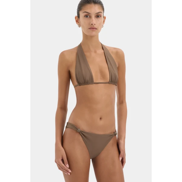 SIR the Label Amado Halter Triangle Top in Mocha | Bikini | Luxury Shoes 