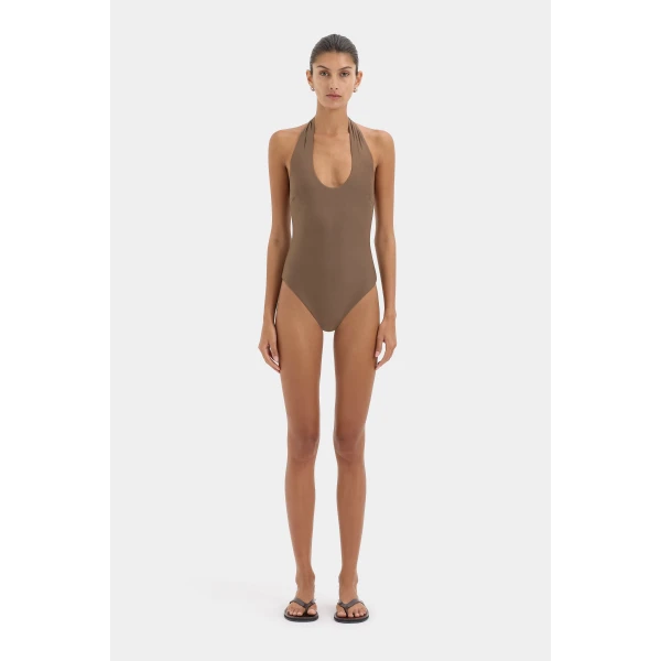 SIR the Label Amado Tie One Piece in Mocha | Swimsuits | Luxury Shoes 