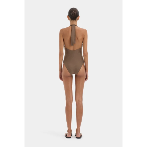 SIR the Label Amado Tie One Piece in Mocha | Swimsuits | Luxury Shoes 