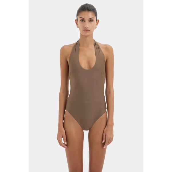 SIR the Label Amado Tie One Piece in Mocha | Swimsuits | Luxury Shoes 