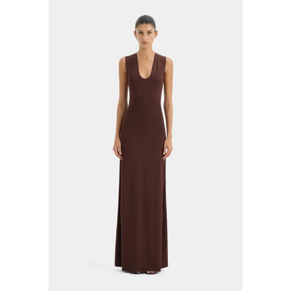 SIR the Label Apolline Maxi Dress in Dark Chocolate | Maxi Dresses | Luxury Shoes 