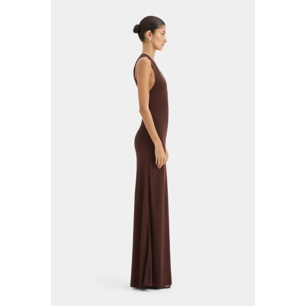 SIR the Label Apolline Maxi Dress in Dark Chocolate | Maxi Dresses | Luxury Shoes 