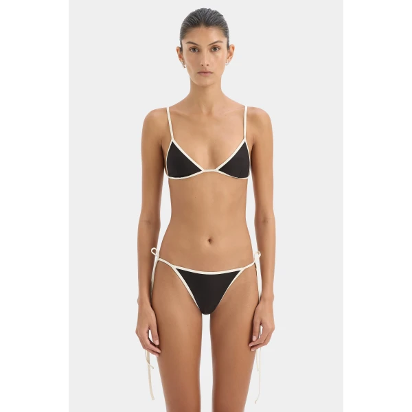 SIR the Label Ari Reversible Tie Triangle Top in Black and Carob | Bikini | Luxury Shoes 