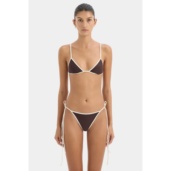 SIR the Label Ari Reversible Tie Triangle Top in Black and Carob | Bikini | Luxury Shoes 