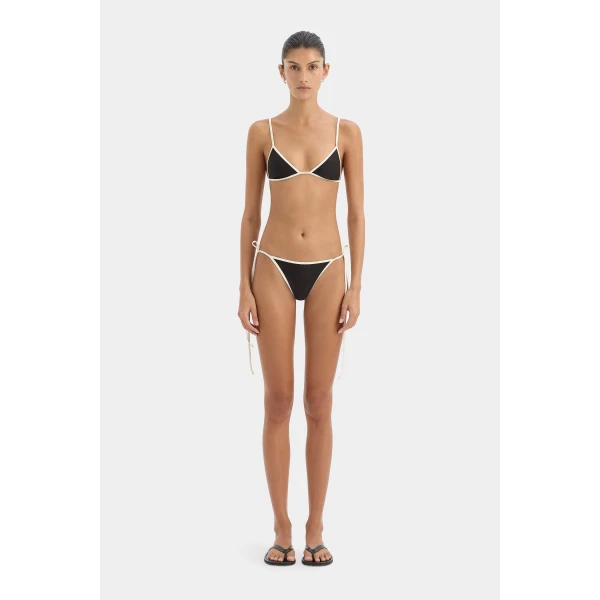 SIR the Label Ari Reversible Tie Triangle Top in Black and Carob | Bikini | Luxury Shoes 