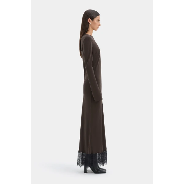 SIR the Label Aries Long Sleeve Gown in Bitter Chocolate | Evening Gowns | Luxury Shoes 