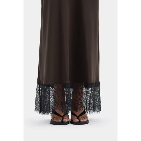 SIR the Label Aries Long Sleeve Gown in Bitter Chocolate | Evening Gowns | Luxury Shoes 