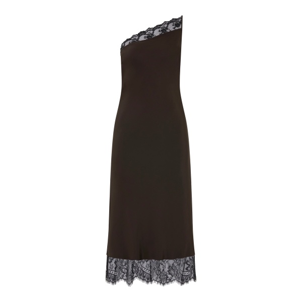 SIR the Label Aries One Shoulder Dress in Bitter Chocolate | Maxi Dresses | Luxury Shoes 