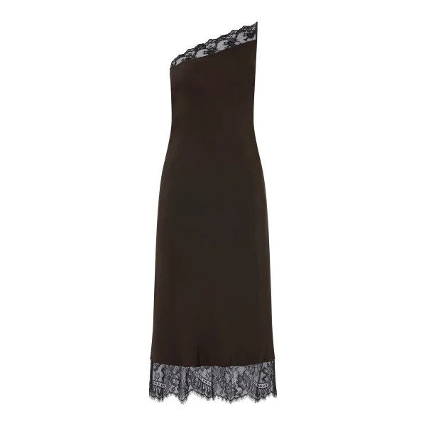 Aries One Shoulder Dress in Bitter Chocolate