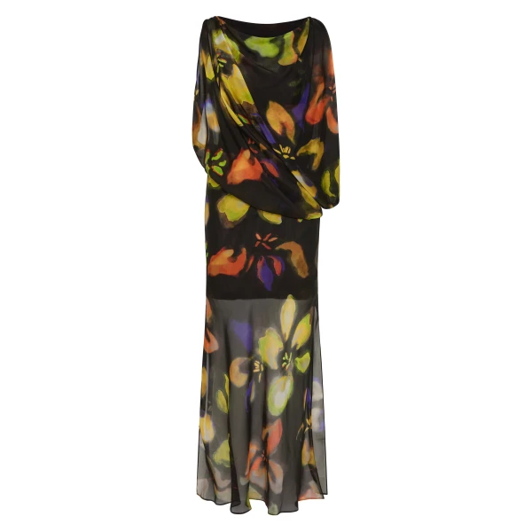 Arisa Maxi Dress in Blur Poppy