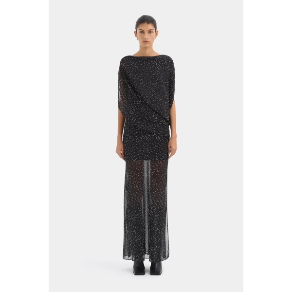 SIR the Label Arisa Maxi Dress in Polka Dot Nero | Maxi Dresses | Luxury Shoes 