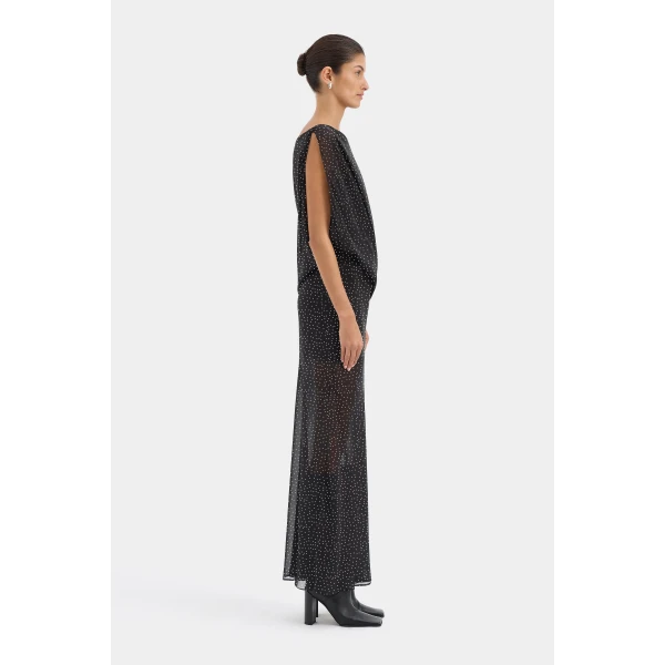 SIR the Label Arisa Maxi Dress in Polka Dot Nero | Maxi Dresses | Luxury Shoes 
