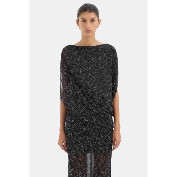 SIR the Label Arisa Maxi Dress in Polka Dot Nero | Maxi Dresses | Luxury Shoes 