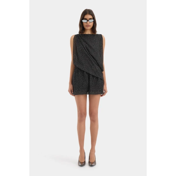 SIR the Label Arisa Mini Dress in Polka Dot Nero | Mini Dresses | Luxury Shoes 