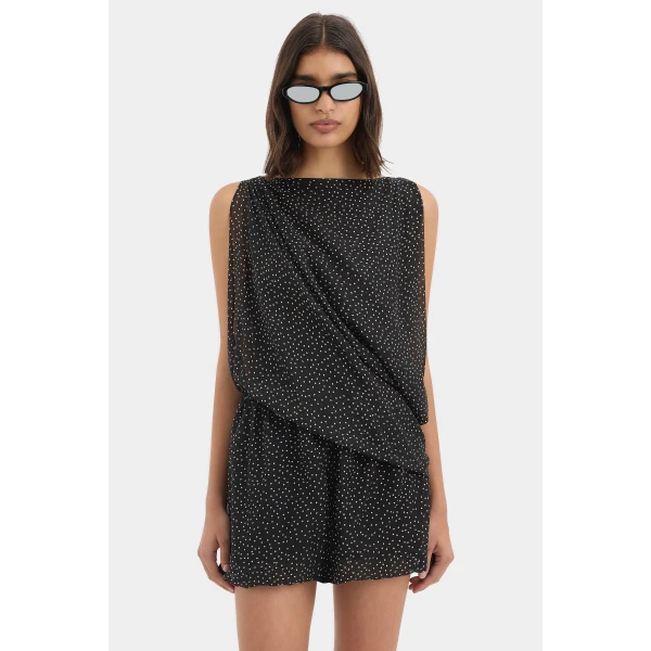 SIR the Label Arisa Mini Dress in Polka Dot Nero | Mini Dresses | Luxury Shoes 