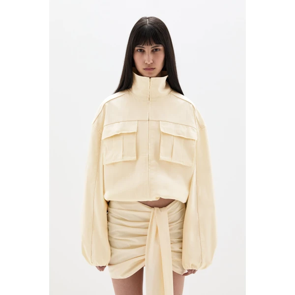 SIR the Label Arla Bomber Jacket in Cream | Jackets | Luxury Shoes 