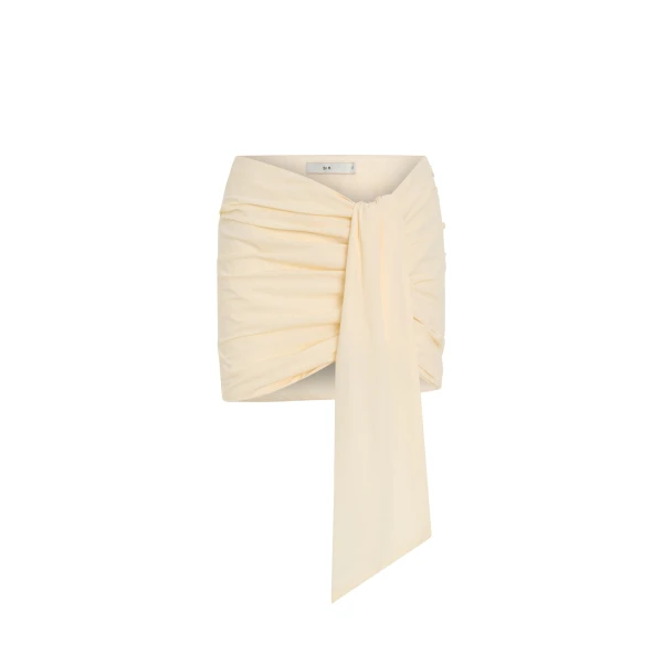 SIR the Label Arla Gathered Mini Skirt in Cream | Mini Skirts | Luxury Shoes 