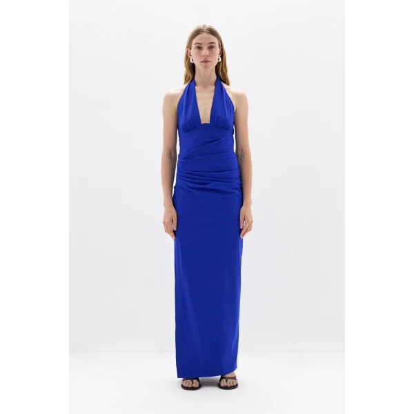 SIR the Label Arla Halter Gown in Cobalt | Evening Gowns | Luxury Shoes 