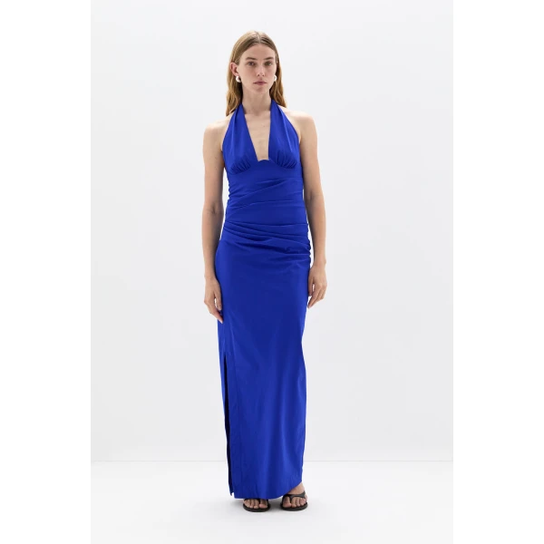 SIR the Label Arla Halter Gown in Cobalt | Evening Gowns | Luxury Shoes 