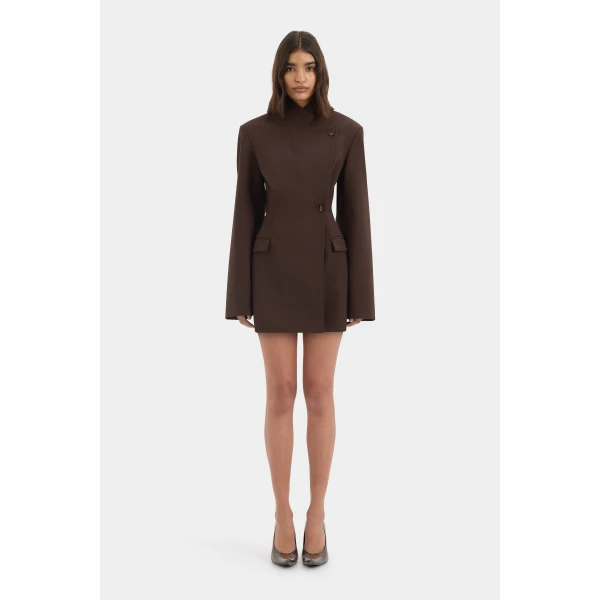 SIR the Label Astrine Tailored Mini Dress in Coffee | Mini Dresses | Luxury Shoes 
