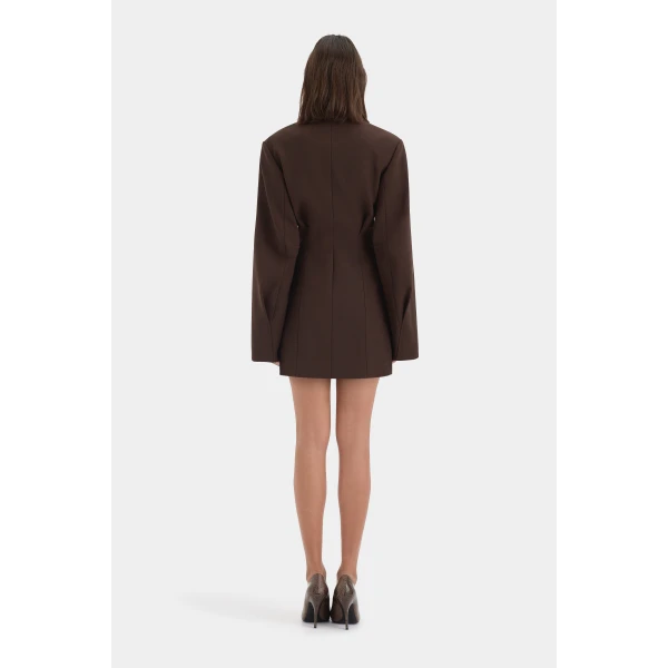 SIR the Label Astrine Tailored Mini Dress in Coffee | Mini Dresses | Luxury Shoes 