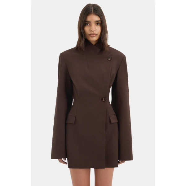 SIR the Label Astrine Tailored Mini Dress in Coffee | Mini Dresses | Luxury Shoes 